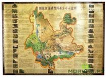 Карта чайных гор провинции Юньнань на китайском 95х70 см