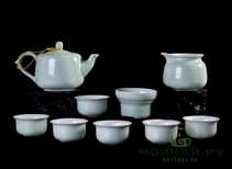 Набор посуды для чайной церемонии из 9 предметов # 22932 фарфор: чайник 320 мл гундаобэй 220 мл сито 6 пиал по 60 мл