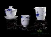 Набор посуды для чайной церемонии из 9 предметов # 23092 фарфор: шесть пиал по 70 мл сито гундаобэй 210 мл гайвань 144 мл