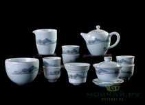 Набор посуды для чайной церемонии # 23259 фарфор 11 предметов: чайник 230 мл чайный пруд гайвань 150 мл 6 пиал по 58 мл сито гундаобэй 206 мл
