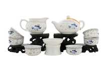 Набор посуды для чайной церемонии из 9 предметов # 41980 фарфор: чайник 200 мл гундаобэй 200 мл сито 6 пиал по 45 мл