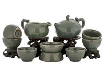 Набор посуды для чайной церемонии из 9 предметов # 41993 фарфор: чайник 200 мл гундаобэй 200 мл сито 6 пиал по 45 мл