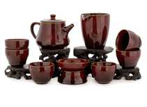 Набор посуды для чайной церемонии из 9 предметов # 42007 фарфор: чайник 200 мл гундаобэй 200 мл сито 6 пиал по 58 мл